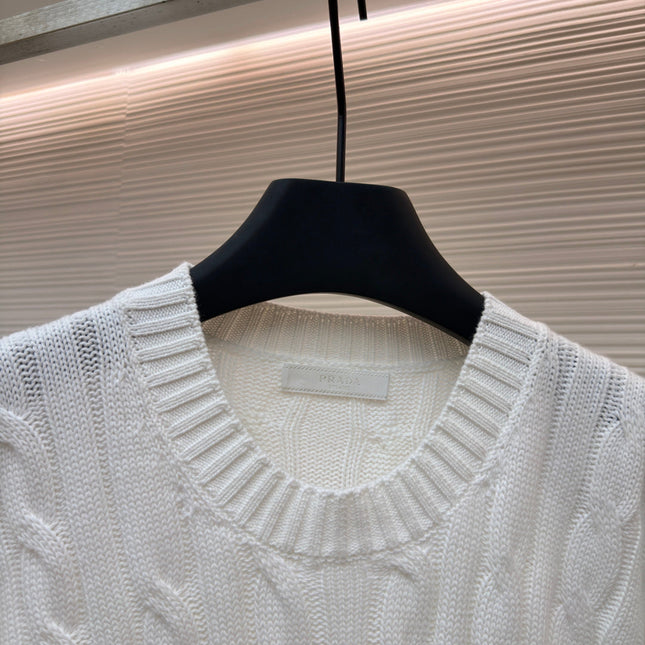 PRADA 26S CABLE-KNIT CREWNECK SWEATER 1091