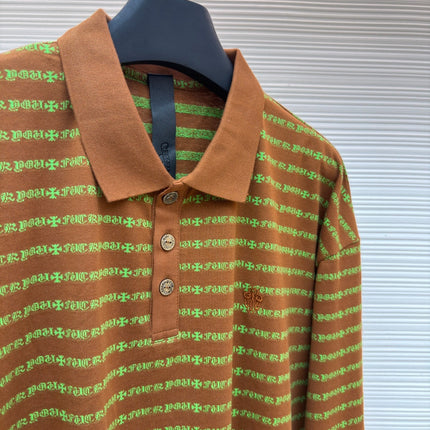 CHROME HEARTS 26S LONG-SLEEVE STRIPED POLO SHIRT 090