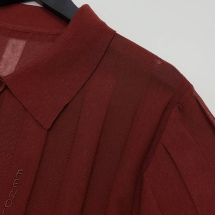 FENDI 26S SHORT-SLEEVE KNIT POLO TOP 327