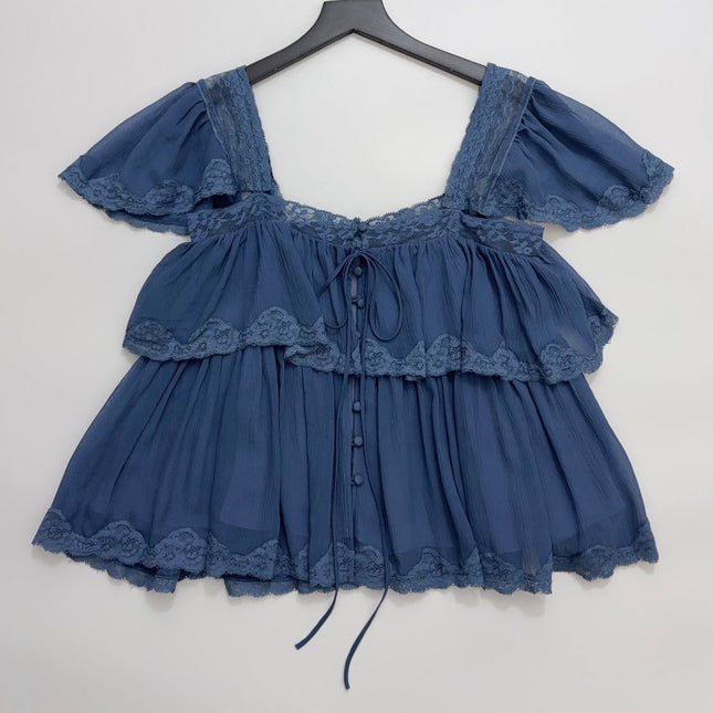 CHLOE 26S RUFFLED BLOUSON TOP STYLE 18