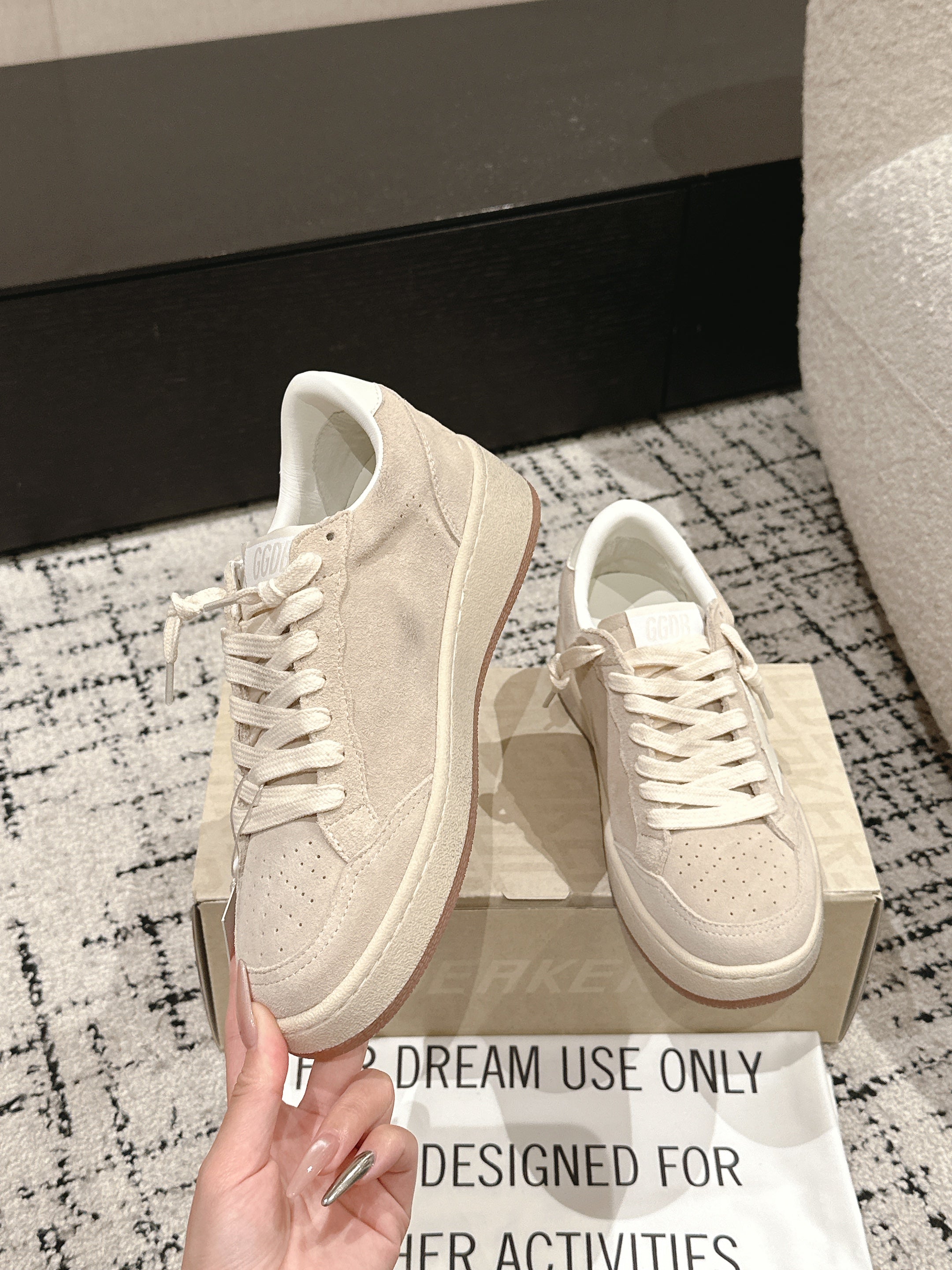 BALL STAR 2 SNEAKERS WITH WHITE CALFSKIN STAR BEIGE SUEDE UPPER