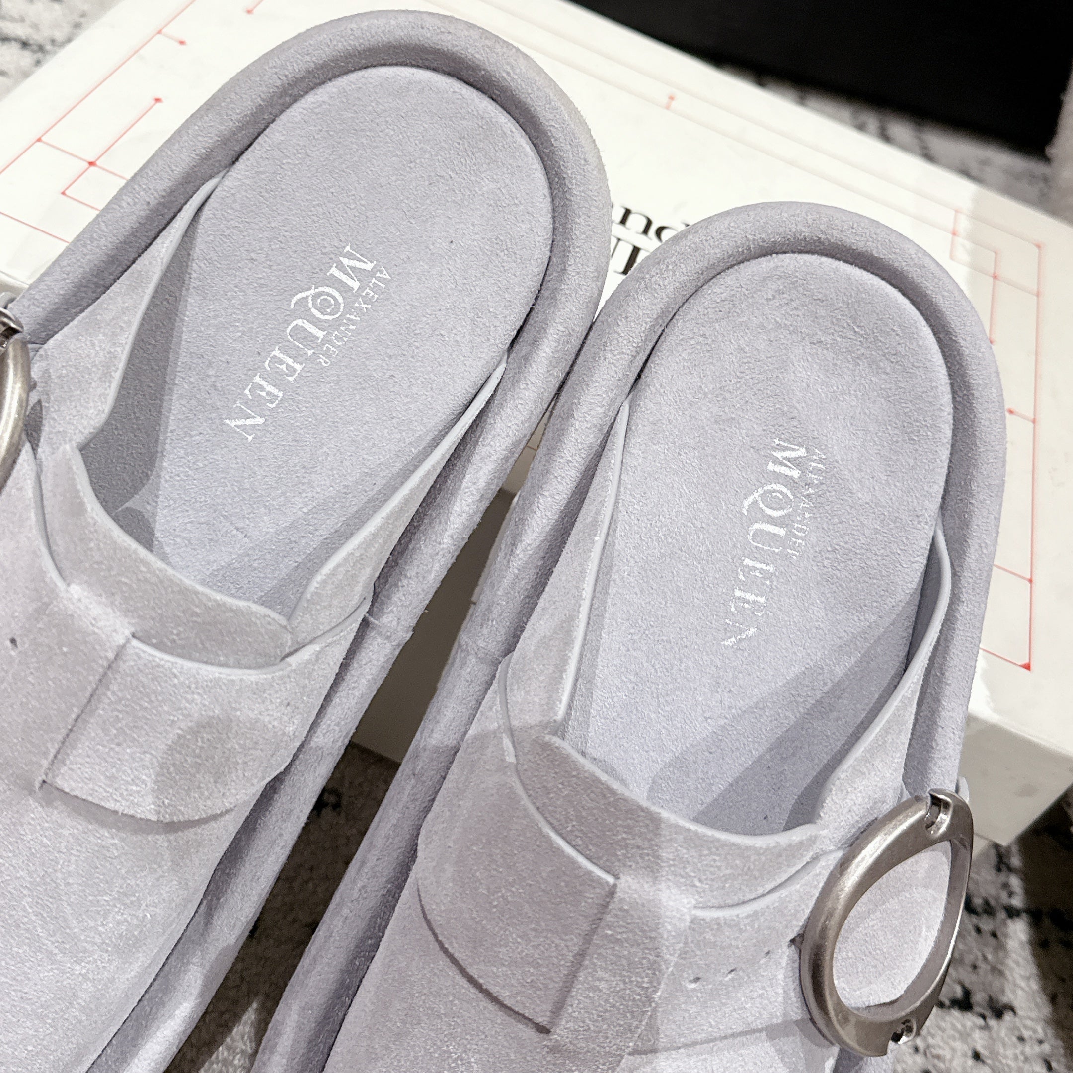 ARC CLOG MULES IN GREY SUEDE