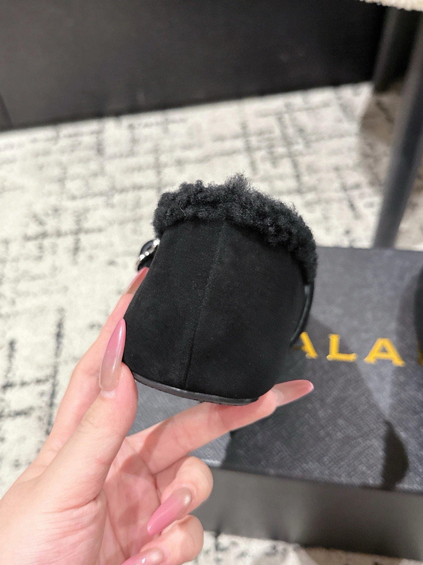ALAIA 26S  BALLET FLATS IN BLACK SUEDE AND WOOL