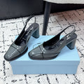 PRADA 26S SLINGBACK PUMPS 70MM IN STEEL GRAY PATENT CALFSKIN