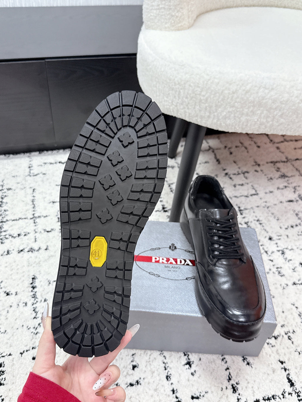 PRADA 26S SNEAKERS IN BLACK SHINY CALFSKIN