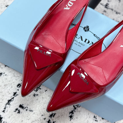 PRADA 26S SLINGBACK PUMPS 60MM IN DARK RED PATENT CALFSKIN