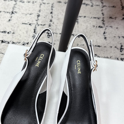 CELINE 26S HIGH-HEEL SLINGBACK 35 MM IN WHITE CALFSKIN