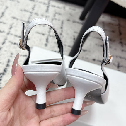CELINE 26S HIGH-HEEL SLINGBACK 35 MM IN WHITE CALFSKIN