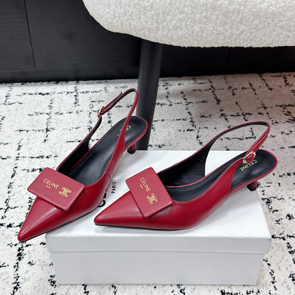 CELINE 26S HIGH-HEEL SLINGBACK 35 MM IN DARK RED CALFSKIN