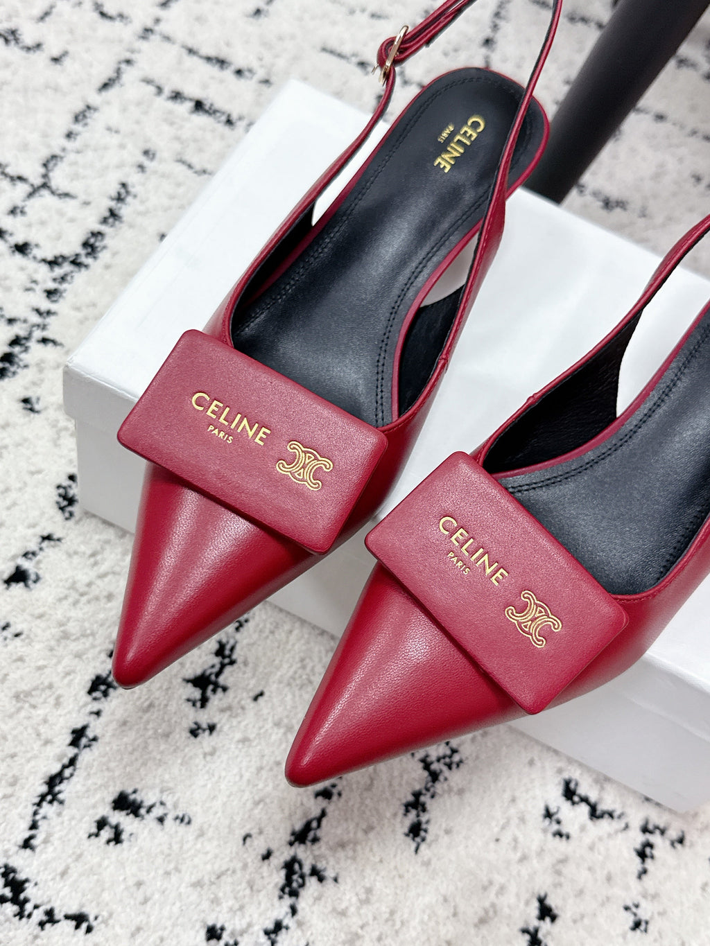 CELINE 26S HIGH-HEEL SLINGBACK 35 MM IN DARK RED CALFSKIN