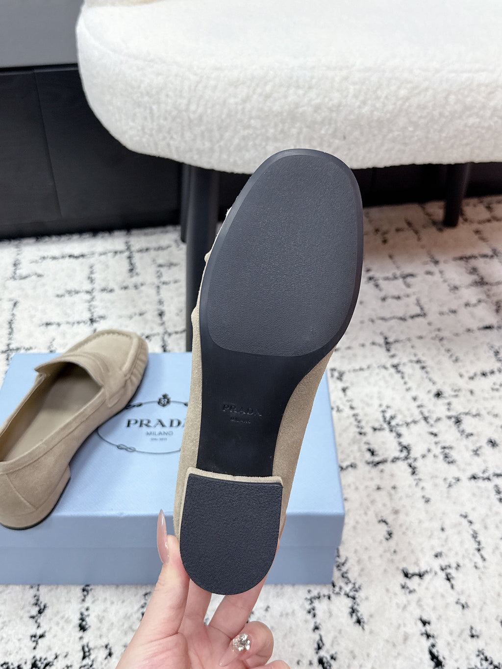 PRADA 26S LOAFERS 25MM IN BEIGE SUEDE