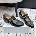 CHLOÉ 26S METAL STUD SHOES IN BLACK CALFSKIN