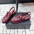 CHANEL 26S SLINGBACK LOAFERS IN BURGUNDY RED PATENT CALFSKIN WITH CC LOGO