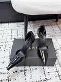 ALAIA 26S POINTED-TOE HEELS 90 MM IN BLACK PATENT CALFSKIN