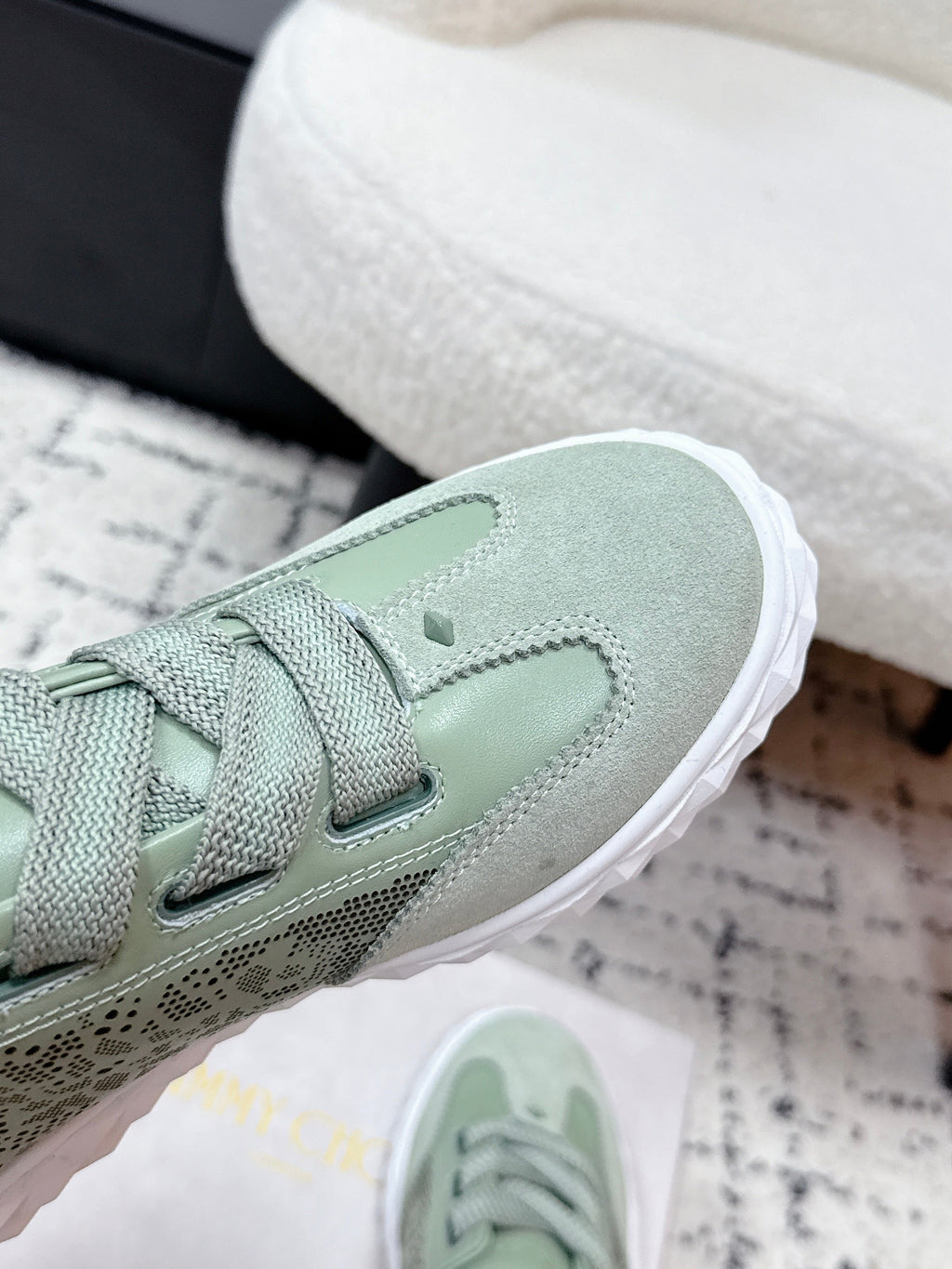 JIMMY CHOO 26S SNEAKERS IN SAGE GREEN SUEDE