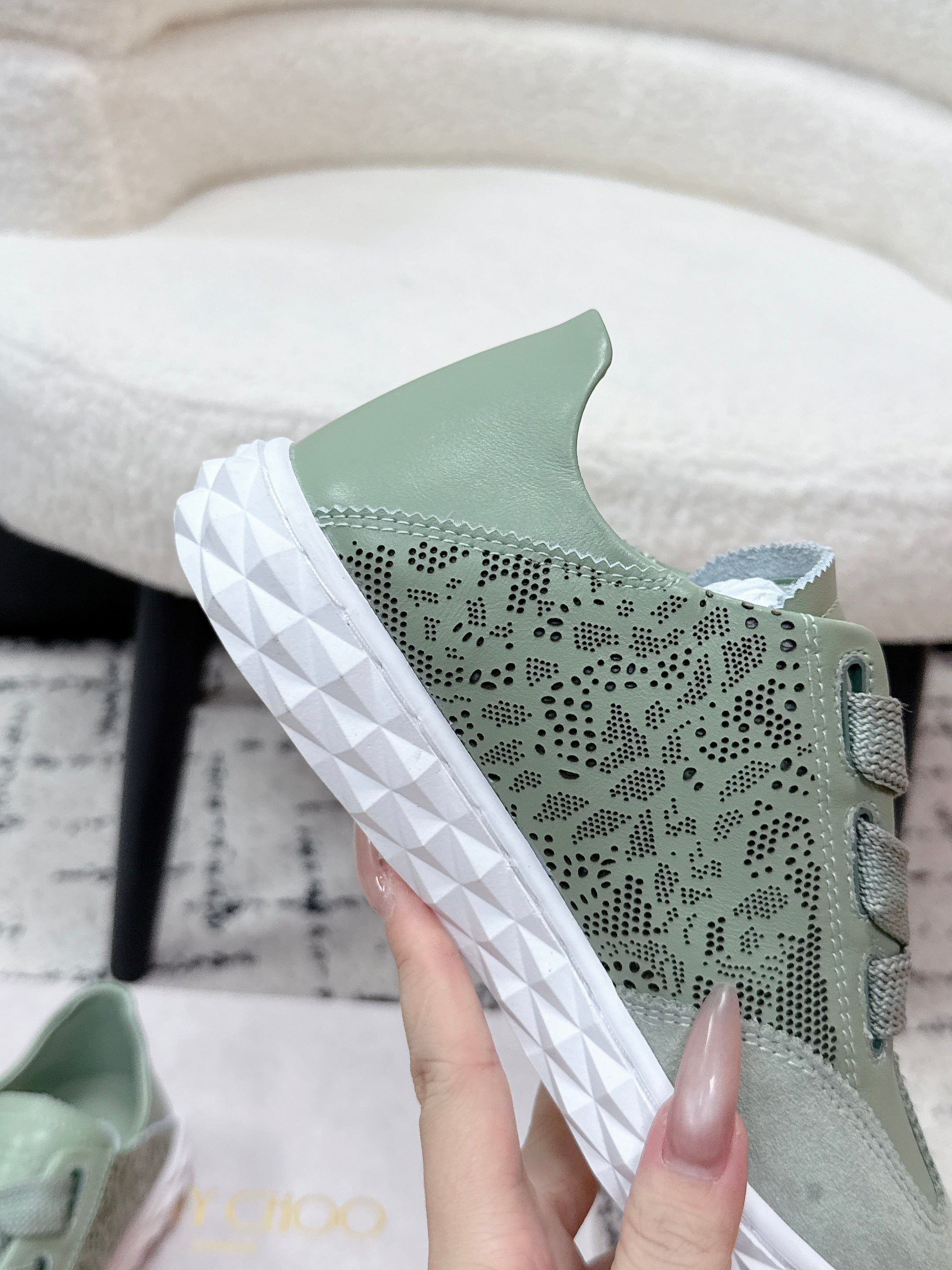 JIMMY CHOO 26S SNEAKERS IN SAGE GREEN SUEDE