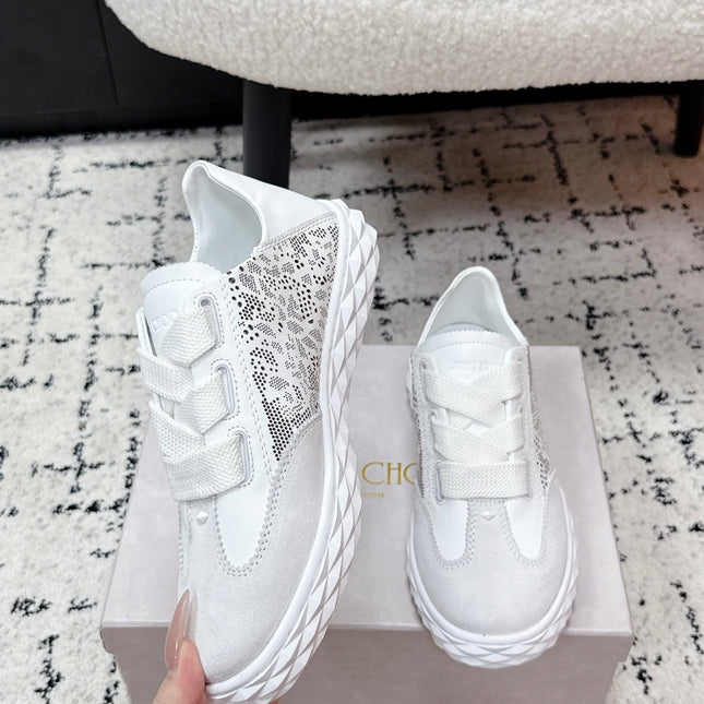 JIMMY CHOO 26S SNEAKERS IN WHITE SUEDE