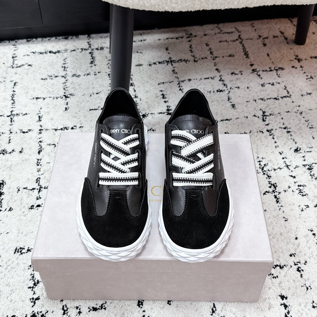 JIMMY CHOO 26S SNEAKERS IN BLACK CALFSKIN AND SUEDE