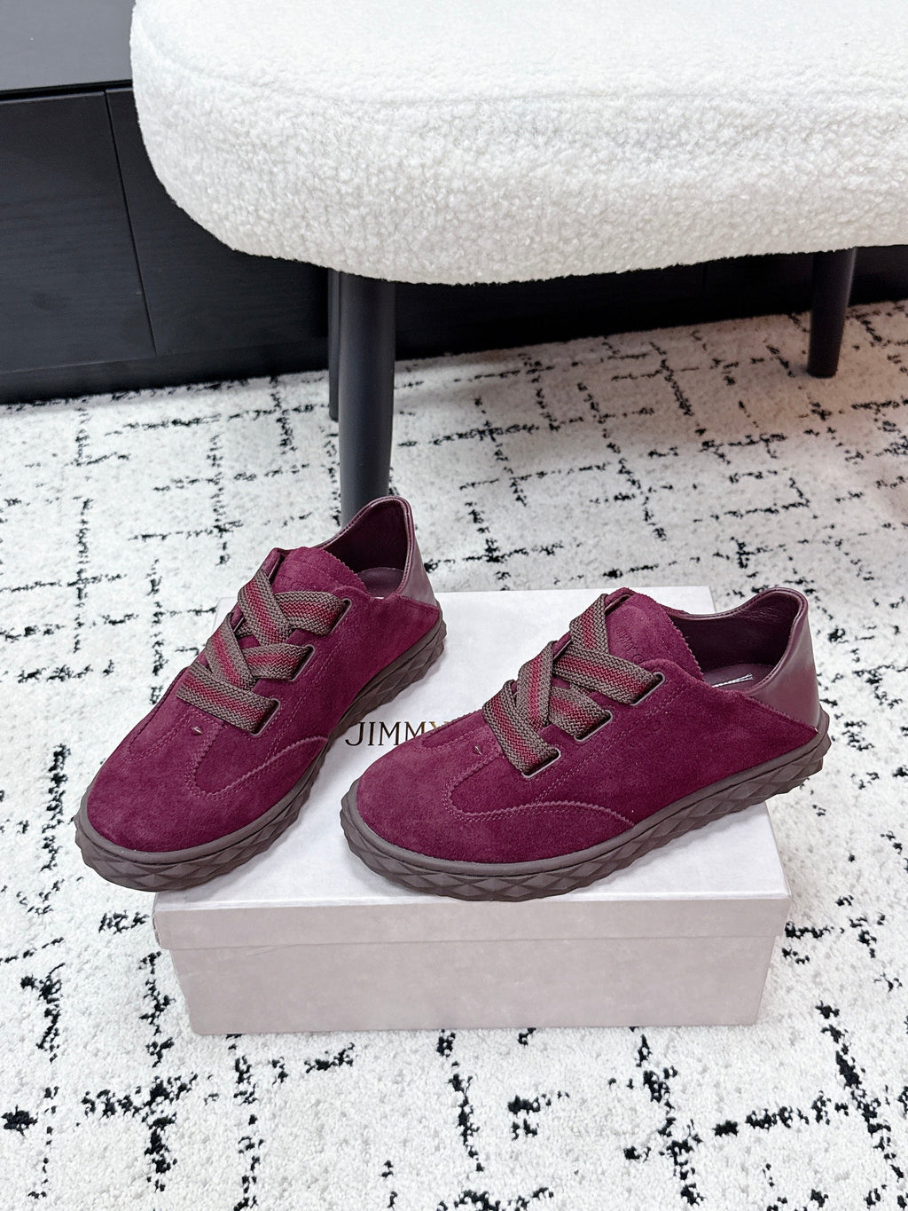 JIMMY CHOO 26S SNEAKERS IN DARK RED SUEDE