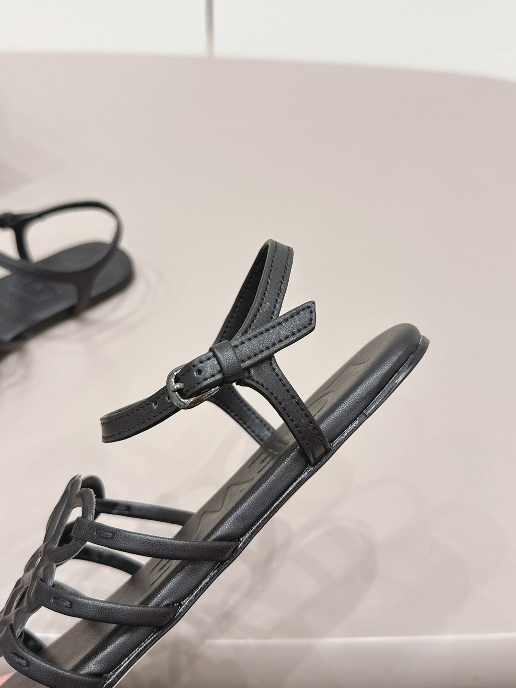 LOEWE 26S SQUARE TOE SANDALS IN BLACK CALFSKIN LOGO