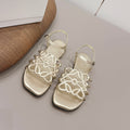 LOEWE 26S SQUARE TOE SANDALS IN GOLD CALFSKIN LOGO