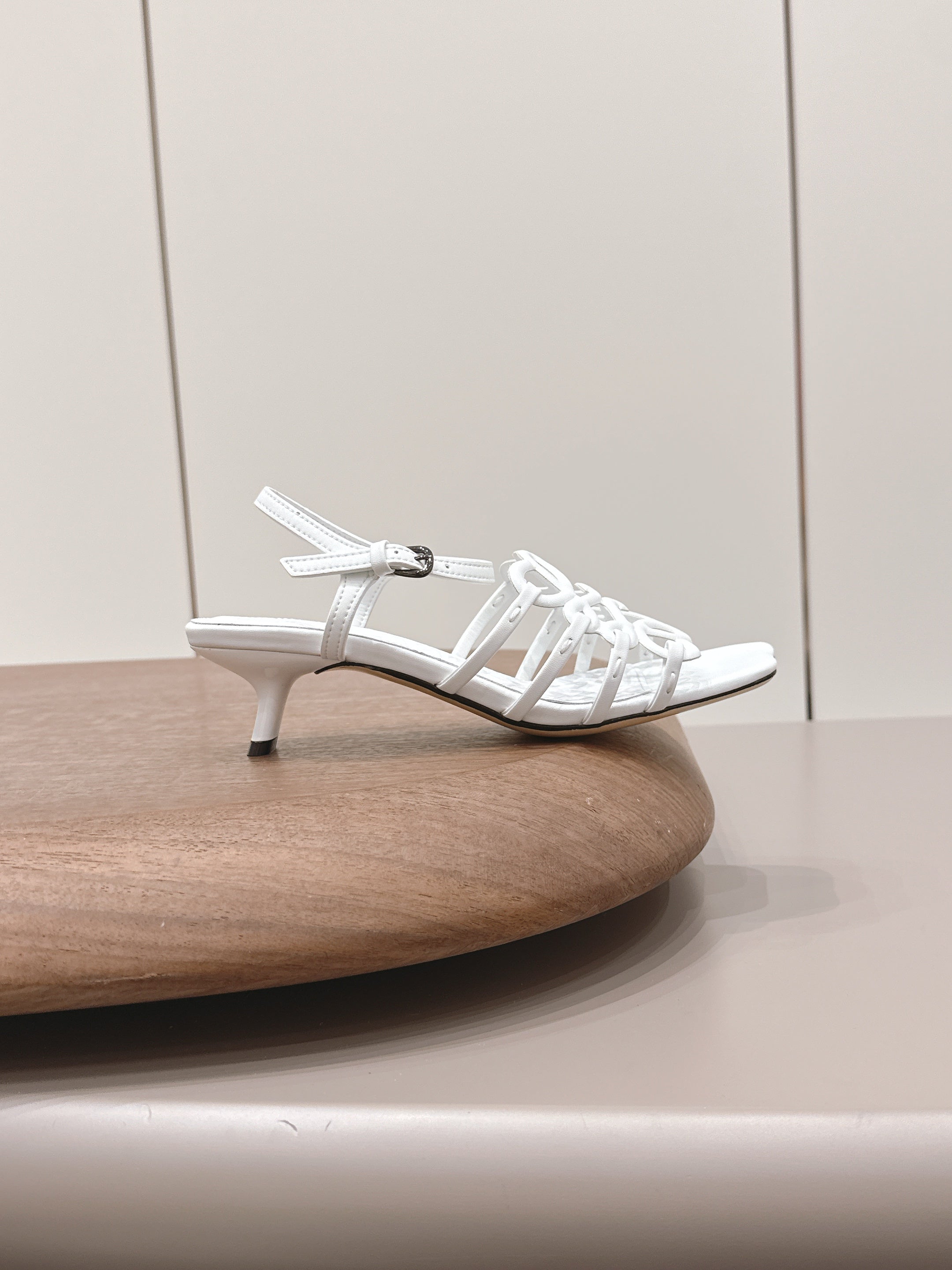 LOEWE 26S SQUARE TOE HEEL SANDALS 50MM IN WHITE CALFSKIN LOGO