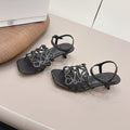 LOEWE 26S SQUARE TOE HEEL SANDALS 50MM IN BLACK CALFSKIN LOGO