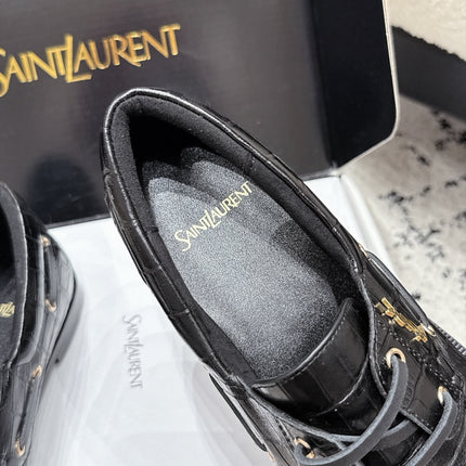 YSL 26S LOAFERS IN BLACK CALFSKIN WITH CROCODILE EMBOSSING