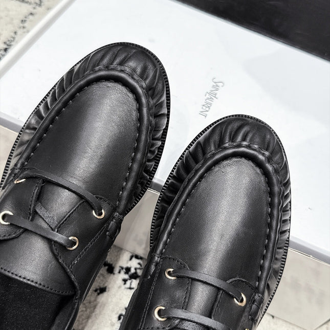 YSL 26S LOAFERS IN BLACK CALFSKIN WITH HORIZONTAL STRAP