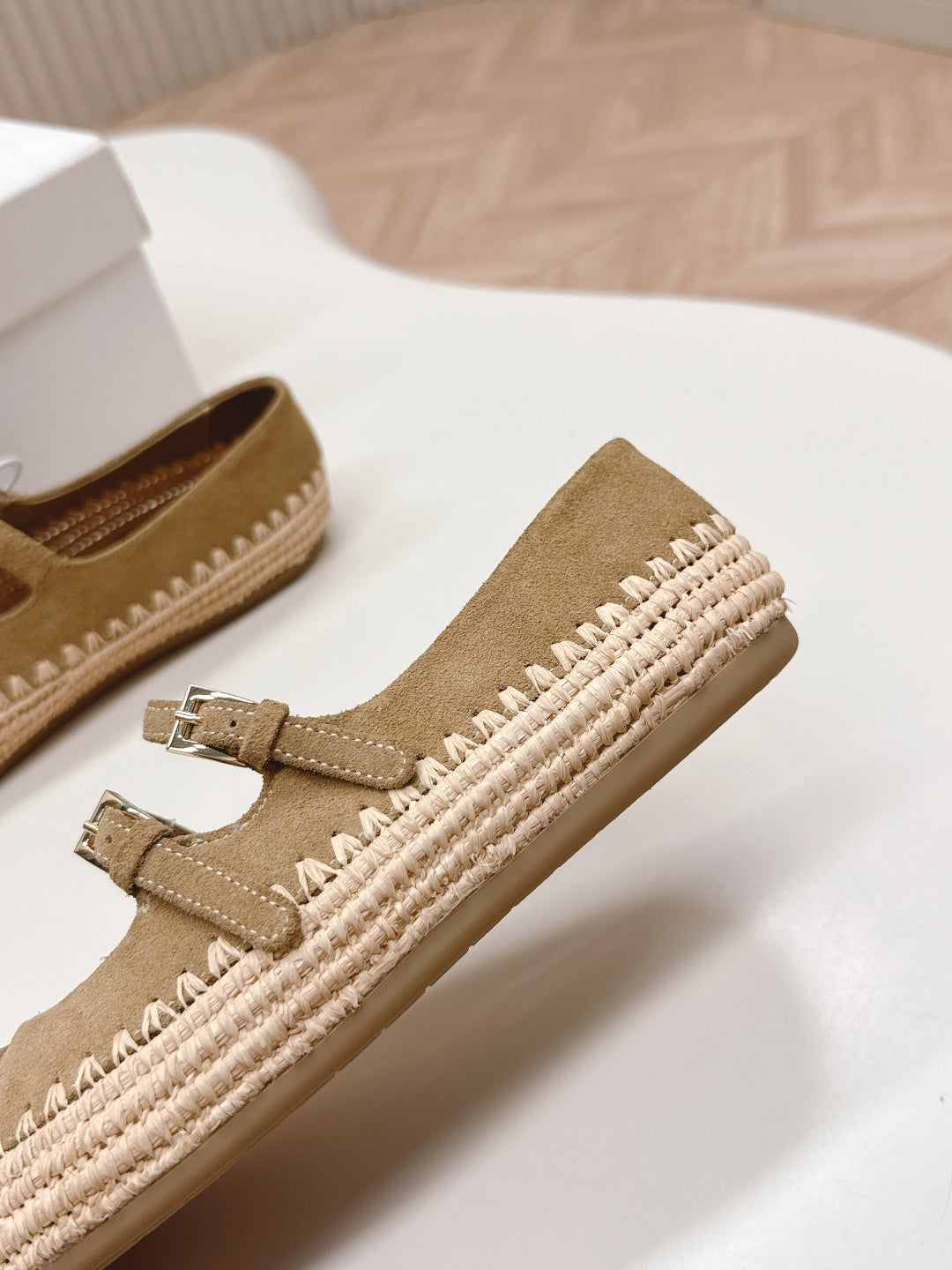 PRADA 26S MARY JANE ESPADRILLES SHOES IN BROWN SUEDE WITH LOGO