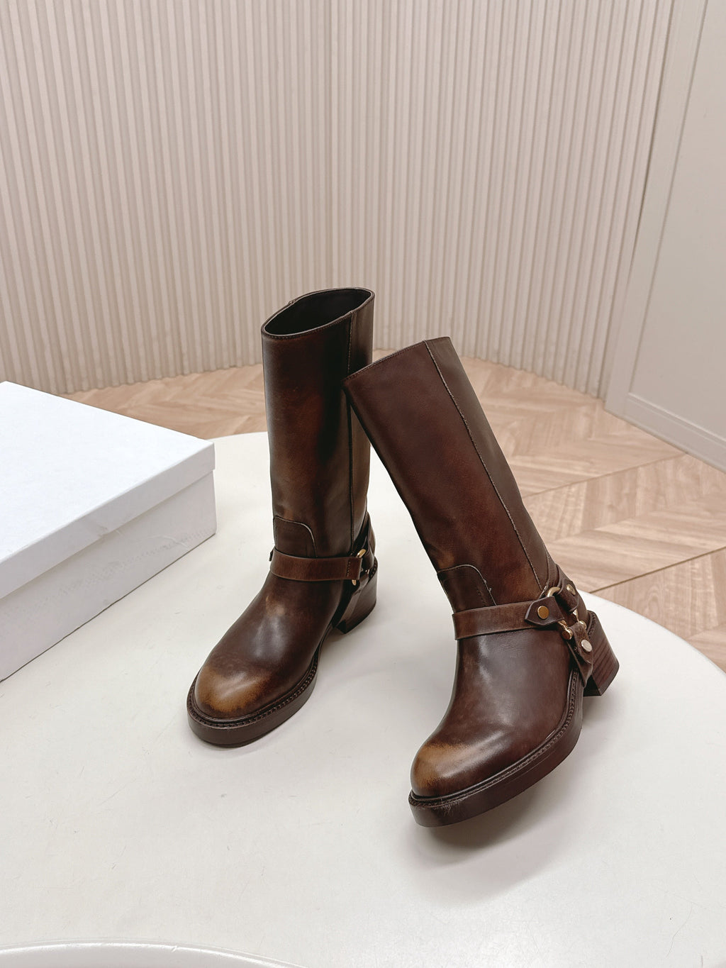 CHLOÉ 26S BOOTS 45 MM IN BROWN CALFSKIN