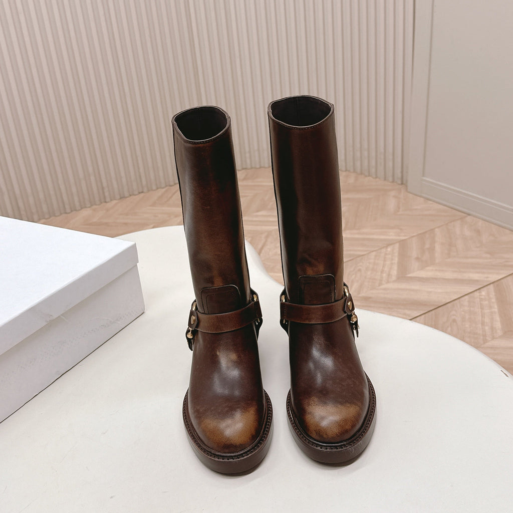 CHLOÉ 26S BOOTS 45 MM IN BROWN CALFSKIN