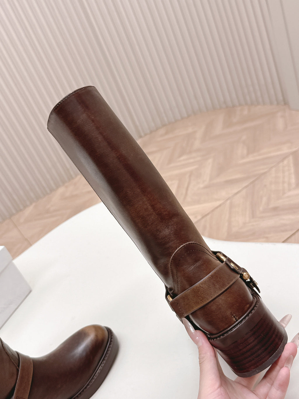 CHLOÉ 26S BOOTS 45 MM IN BROWN CALFSKIN