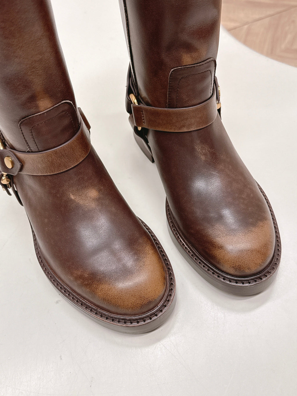 CHLOÉ 26S BOOTS 45 MM IN BROWN CALFSKIN