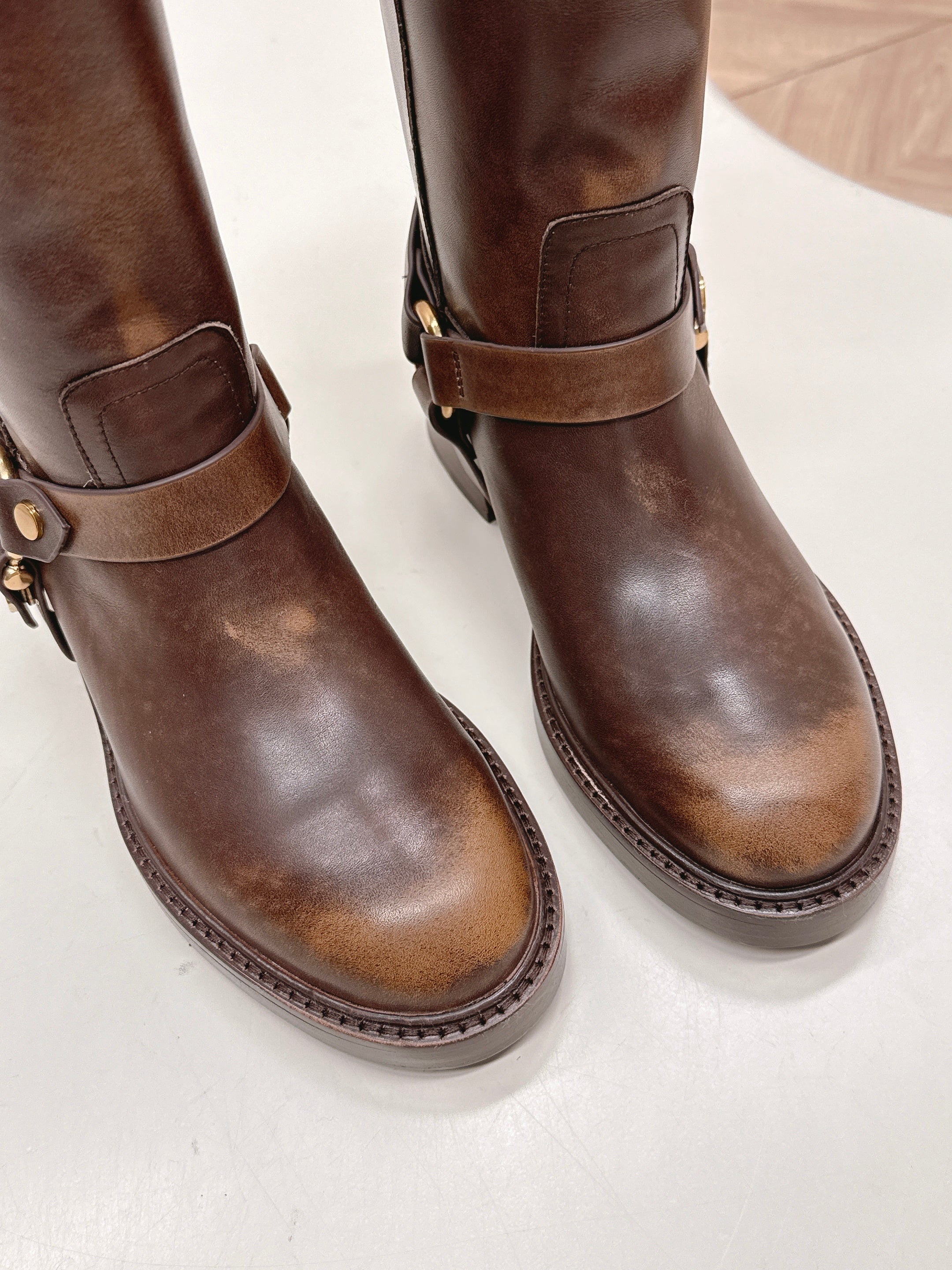 CHLOÉ 26S BOOTS 45 MM IN BROWN CALFSKIN