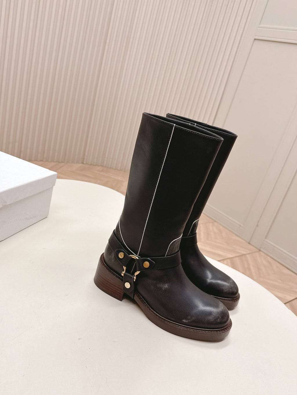 CHLOÉ 26S BOOTS 45 MM IN BLACK CALFSKIN