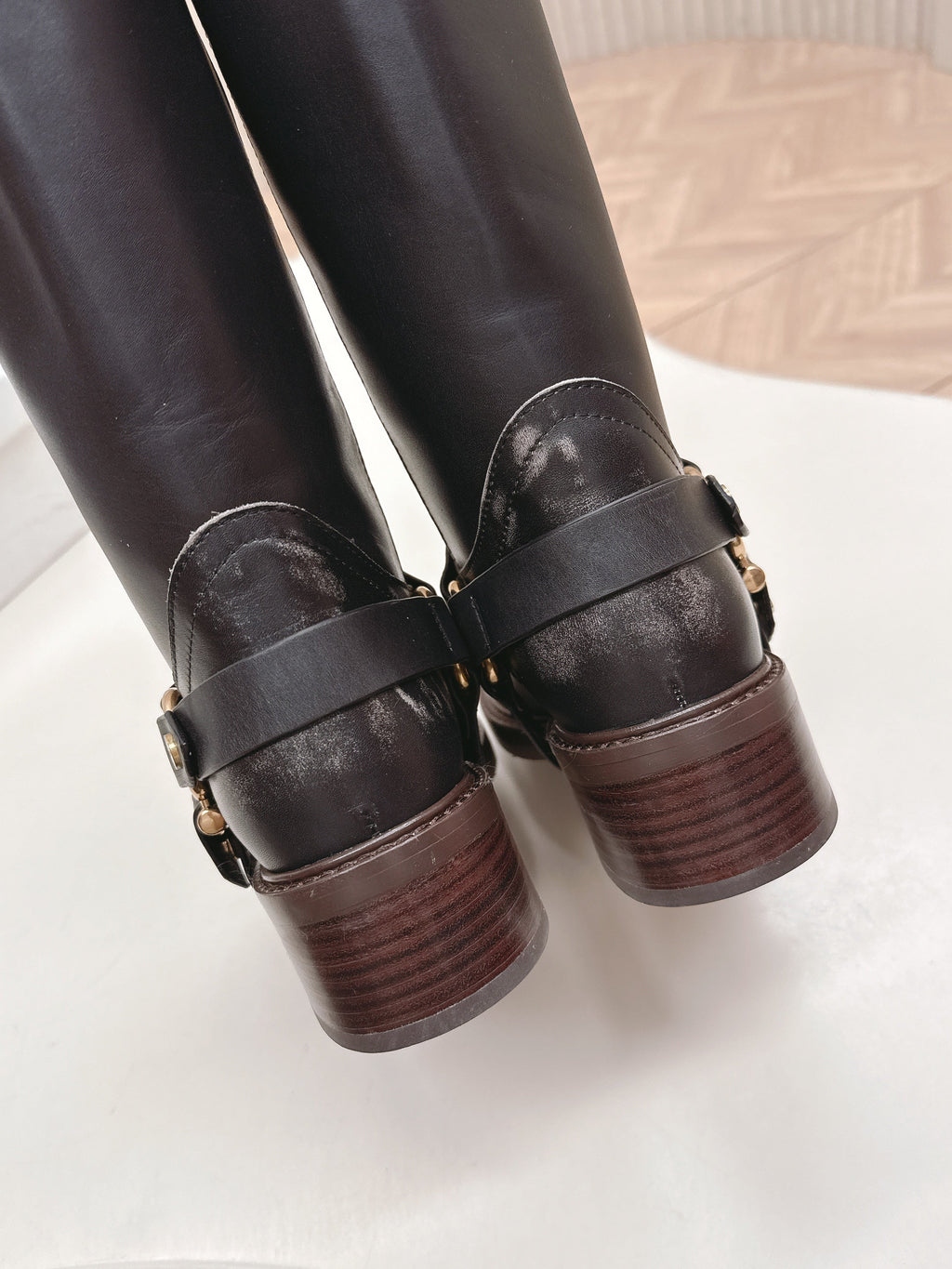 CHLOÉ 26S BOOTS 45 MM IN BLACK CALFSKIN