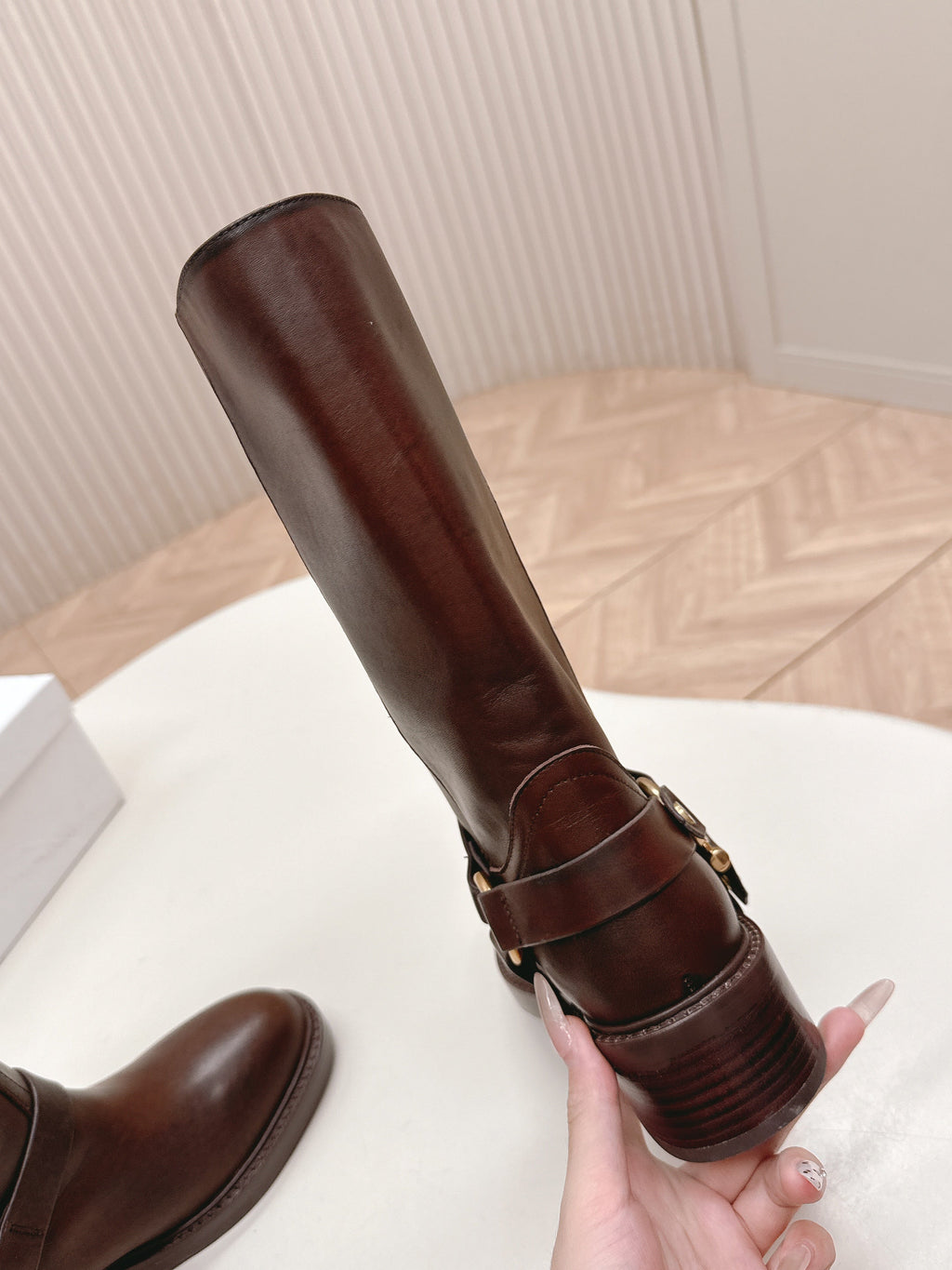 CHLOÉ 26S BOOTS 45 MM IN DARK BROWN CALFSKIN
