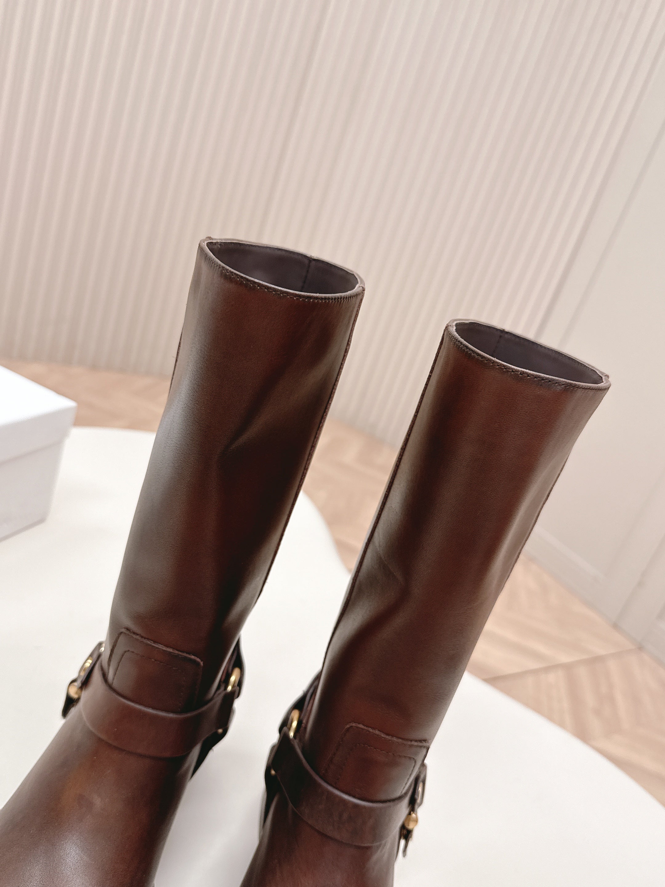 CHLOÉ 26S BOOTS 45 MM IN DARK BROWN CALFSKIN