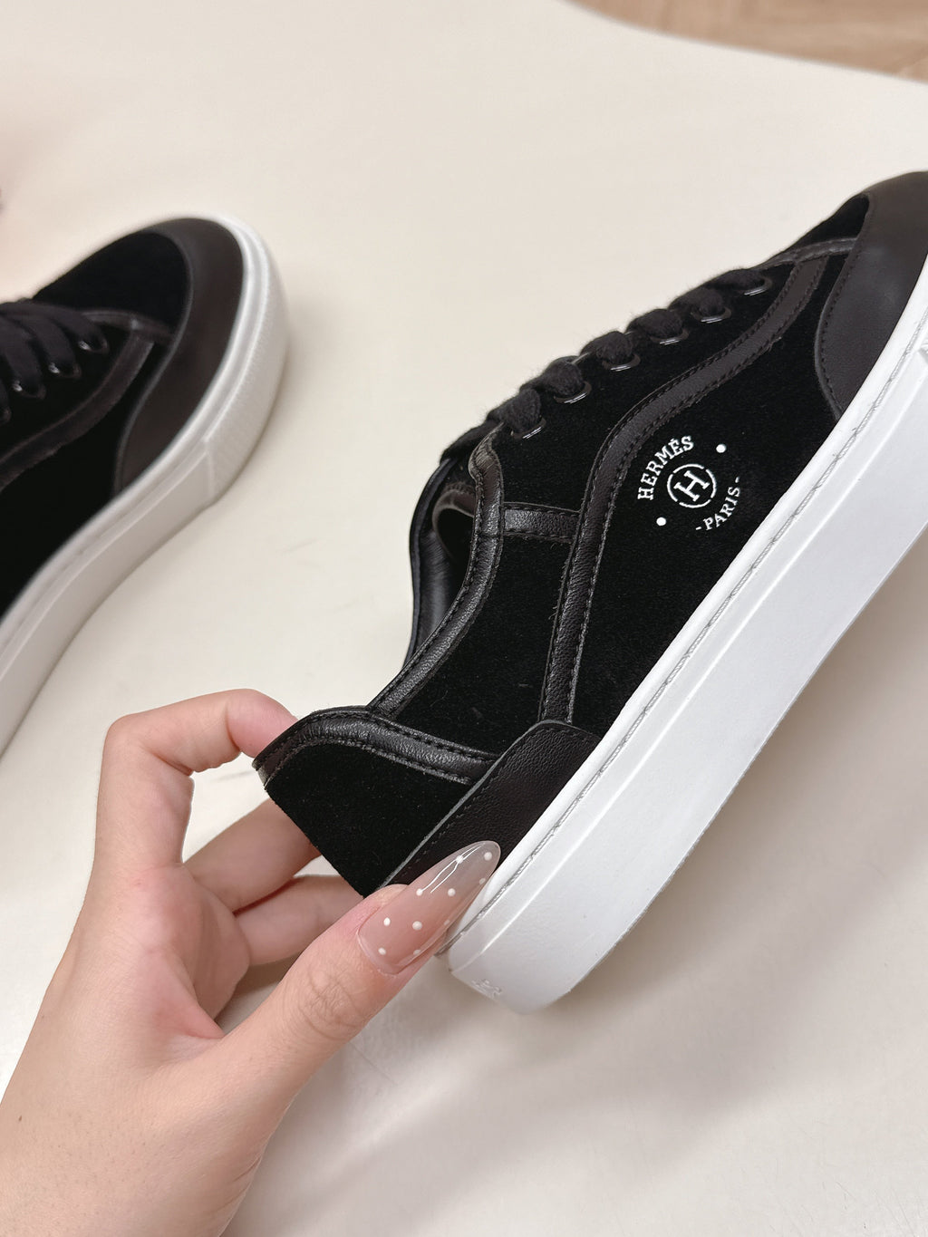 HM 25S SNEAKER LOW SPORTS IN BLACK SUEDE MIX LAMBSKIN