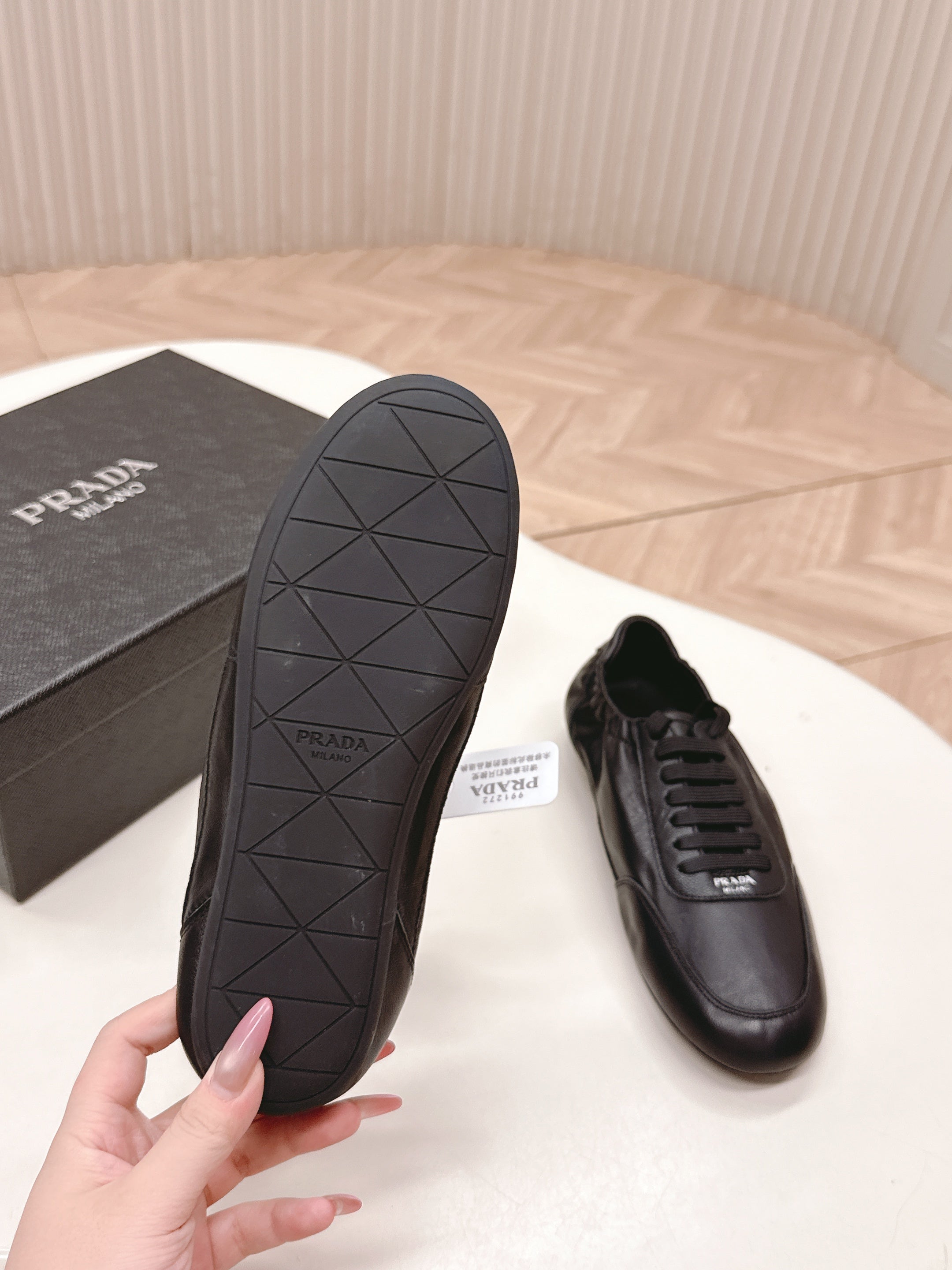 PRADA 26S MARY JANE SHOES IN BLACK CALFSKIN