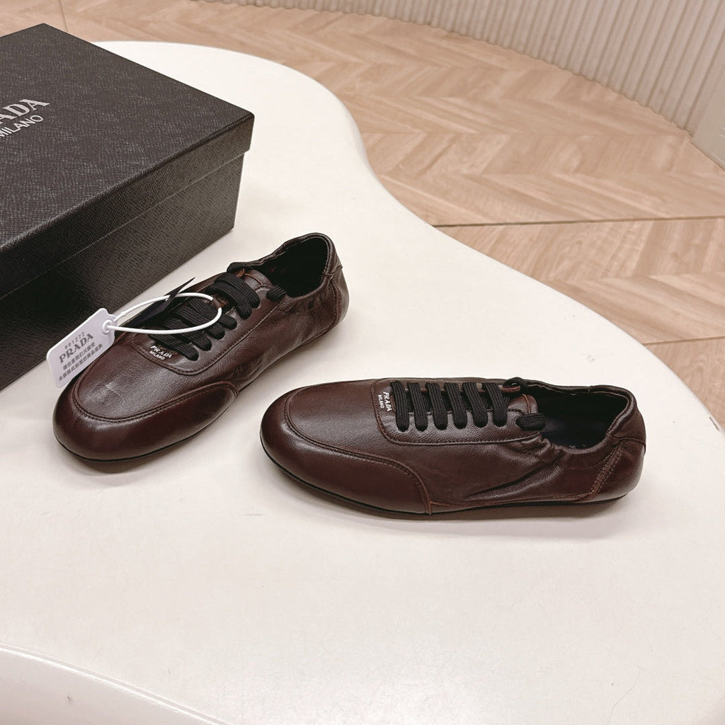 PRADA 26S MARY JANE SHOES IN DARK BROWN CALFSKIN