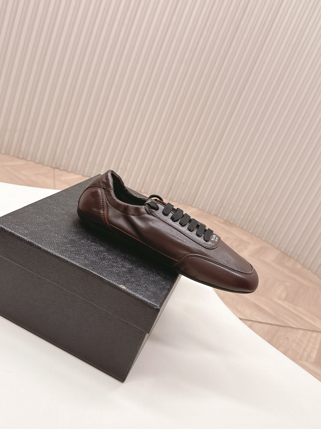 PRADA 26S MARY JANE SHOES IN DARK BROWN CALFSKIN