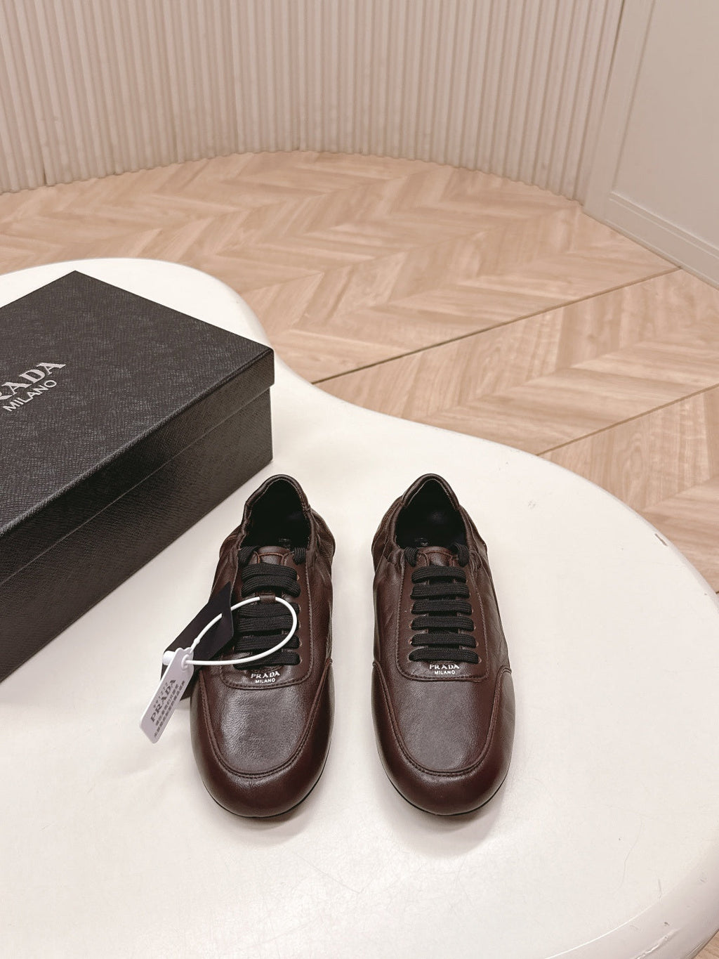 PRADA 26S MARY JANE SHOES IN DARK BROWN CALFSKIN