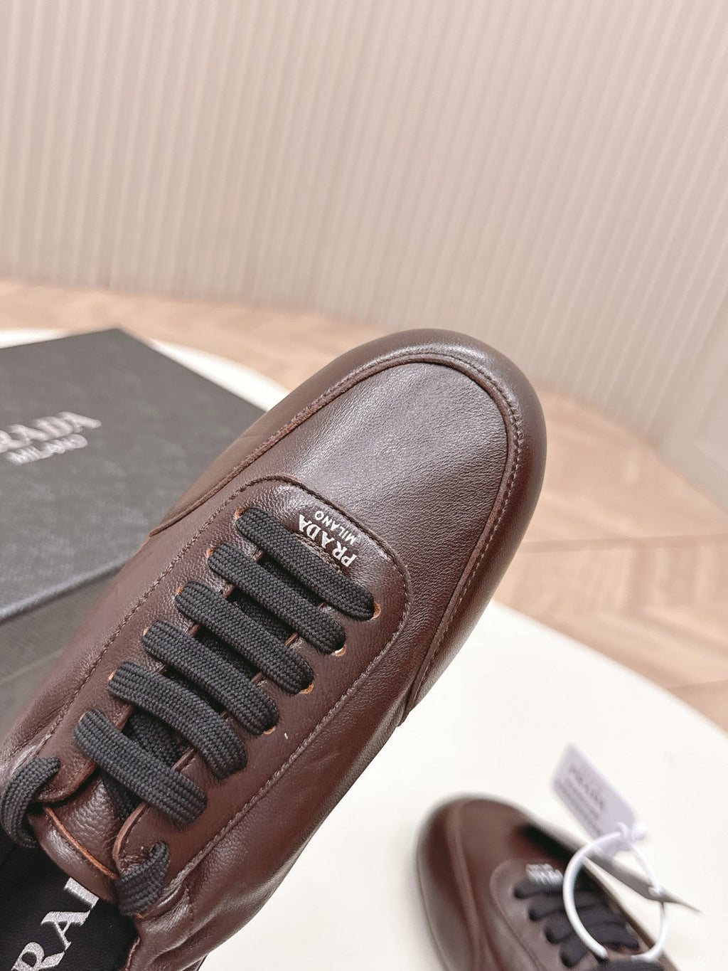 PRADA 26S MARY JANE SHOES IN DARK BROWN CALFSKIN