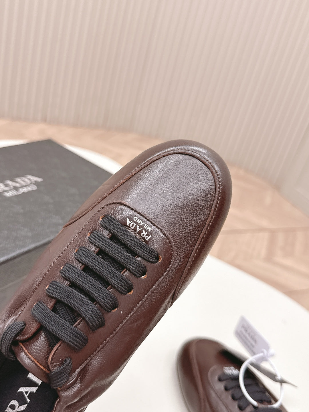 PRADA 26S MARY JANE SHOES IN DARK BROWN CALFSKIN