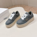 PRADA 26S PLATFORM SNEAKERS 50MM IN DARK GREY SUEDE