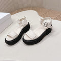 PRADA 26S SINGLE STRAP CHUNKY SOLE SANDALS IN WHITE CANVAS