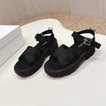 PRADA 26S CROSS STRAP CHUNKY SOLE SANDALS IN BLACK CANVAS