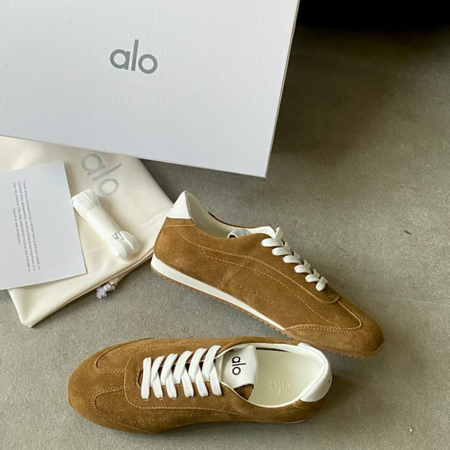 ALO 25S SUNSET SNEAKER IN BROWN SUEDE